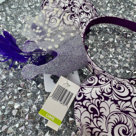 Disney ears jubilee brand new with tags crown feather bow Purple Silver Headband - Picture 4 of 10